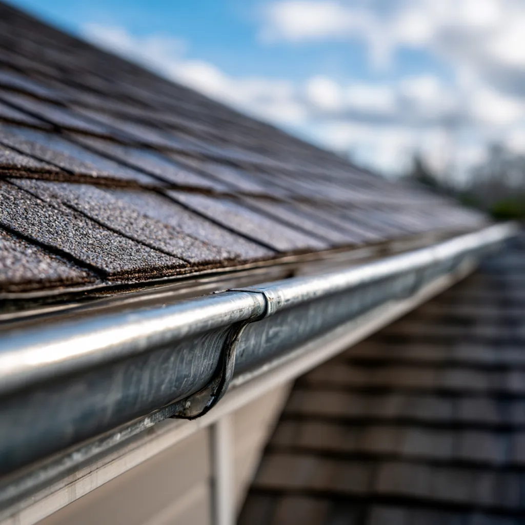 Close-up detail of roofing work